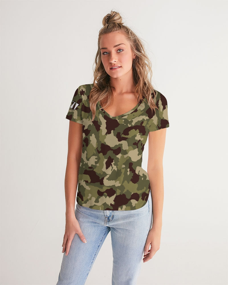 Speed Monkey Women's Camo V-Neck Tee